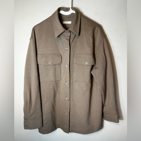 Sablyn Taupe Button Down Shacket Size XS - Picture 2 of 7
